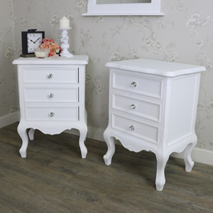 Furniture Bundle Pair Of 3 Drawer Bedside Table Elise White Range MM25466