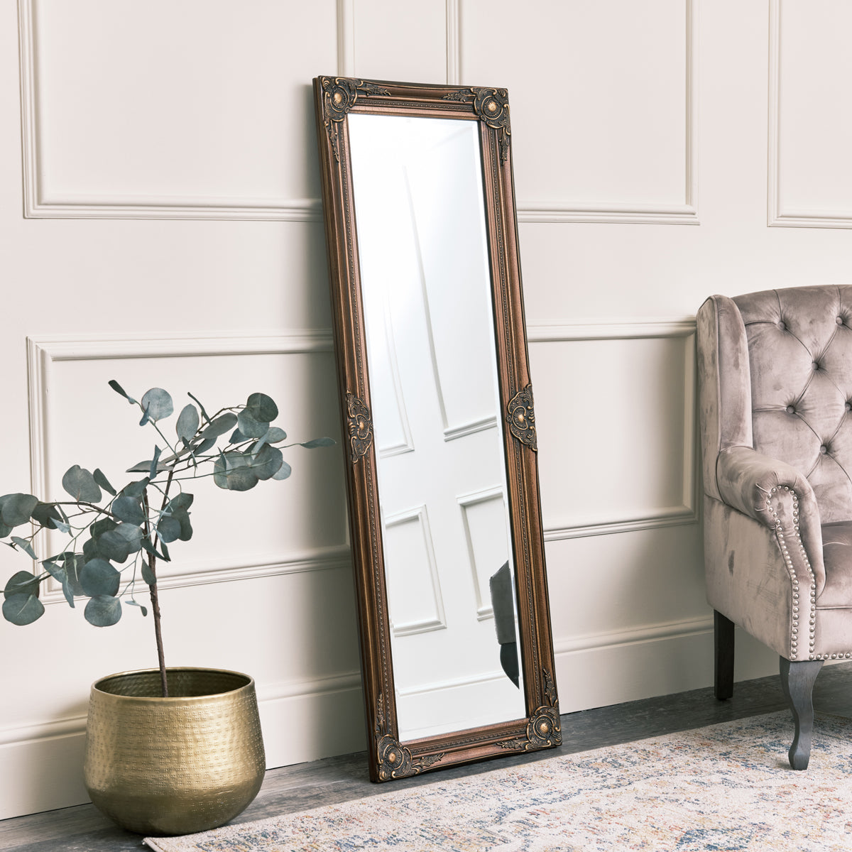 Tall Ornate Gold Wall Mirror 47cm x 142cm – Melody Maison