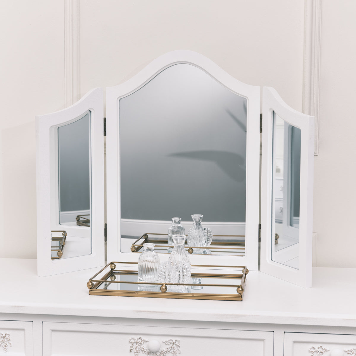 White Triple Dressing Table Mirror