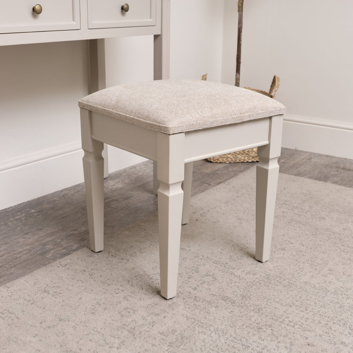 Grey Cushioned Dressing Table Stool