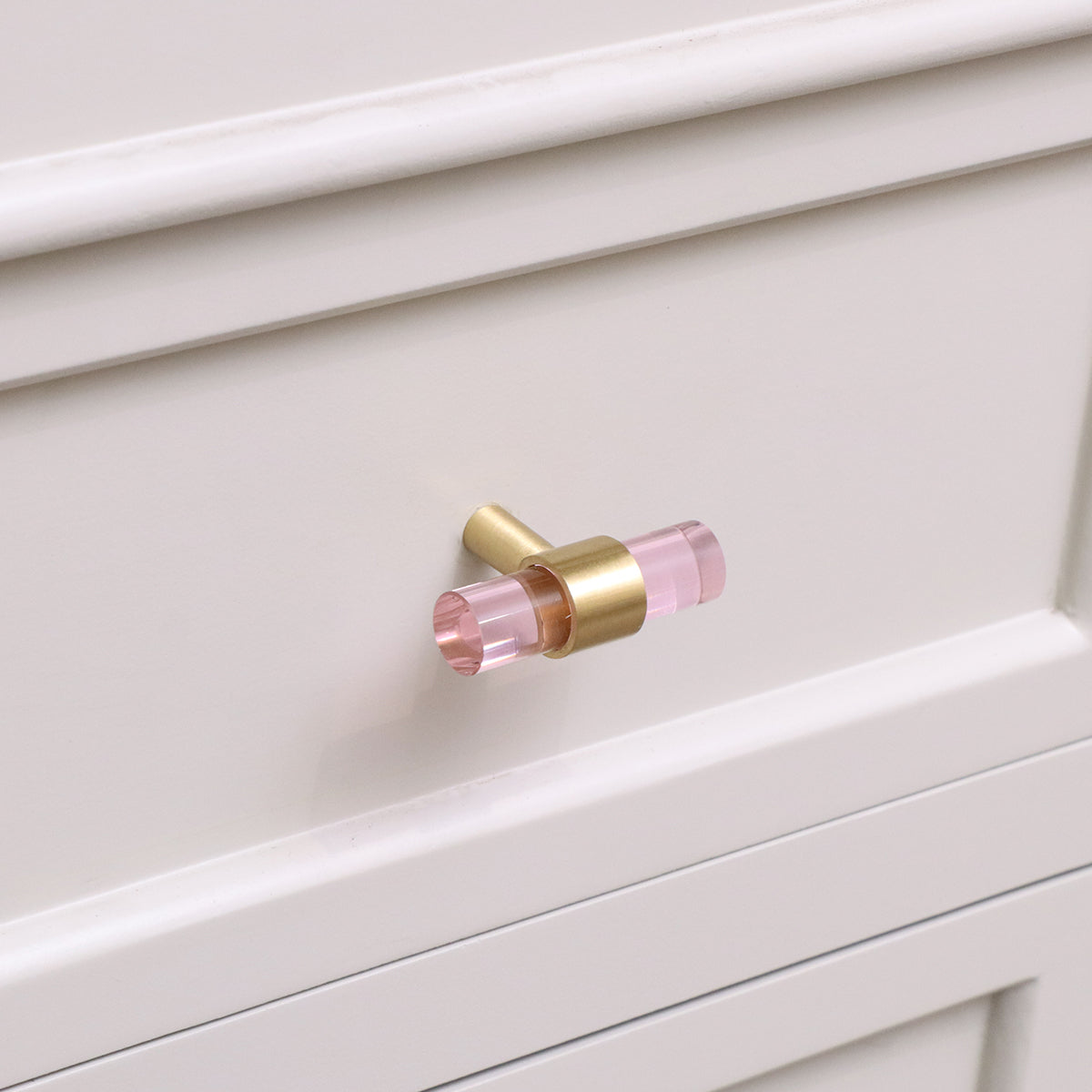 Gold & Pink Acrylic T-Bar Shaped Drawer Handle  Melody Maison Ltd