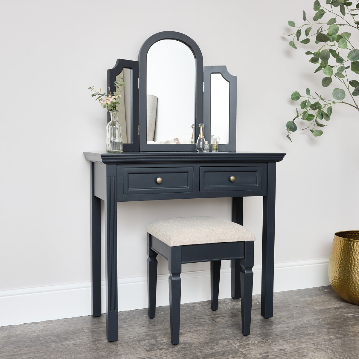 Large Dressing Table, Mirror & Stool Set