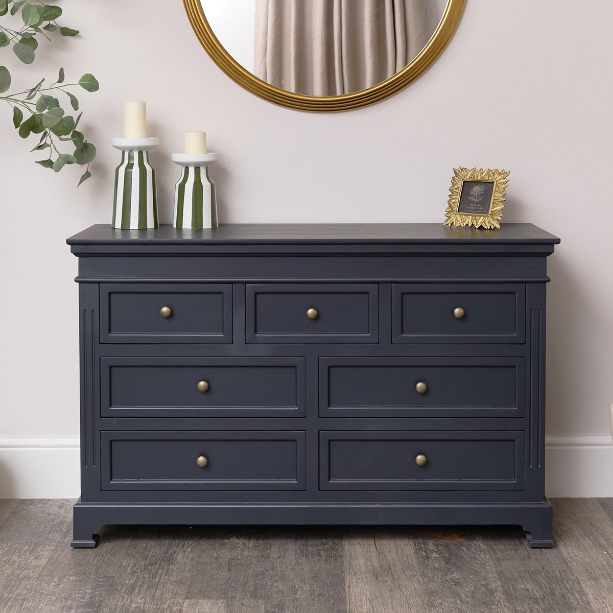 Large Black 7 Drawer Chest of Drawers