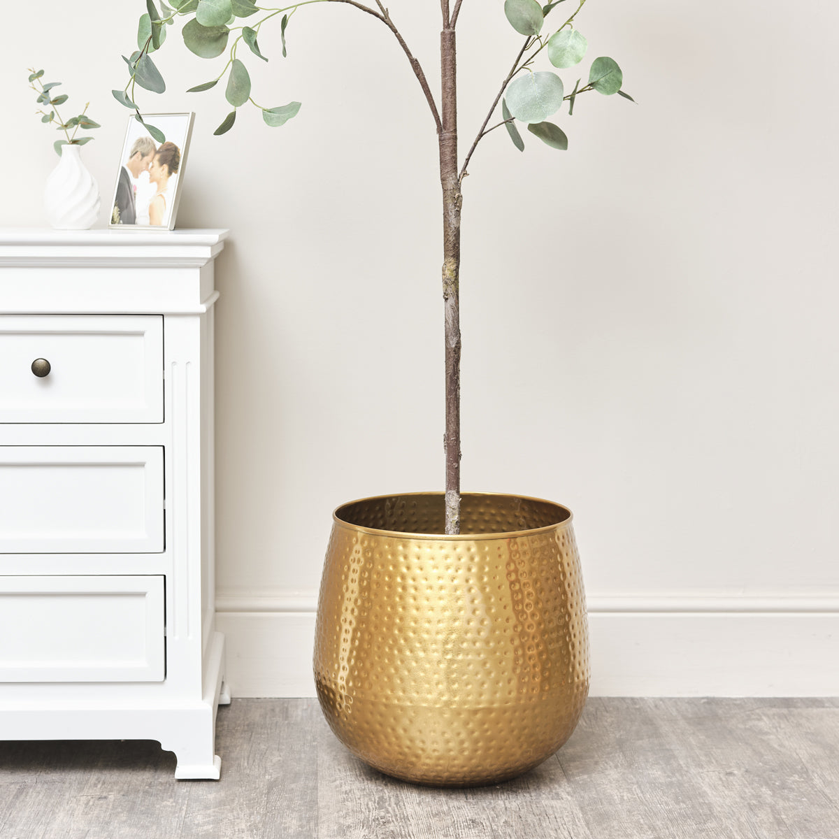 Large Gold Hammered Metal Planter – Melody Maison