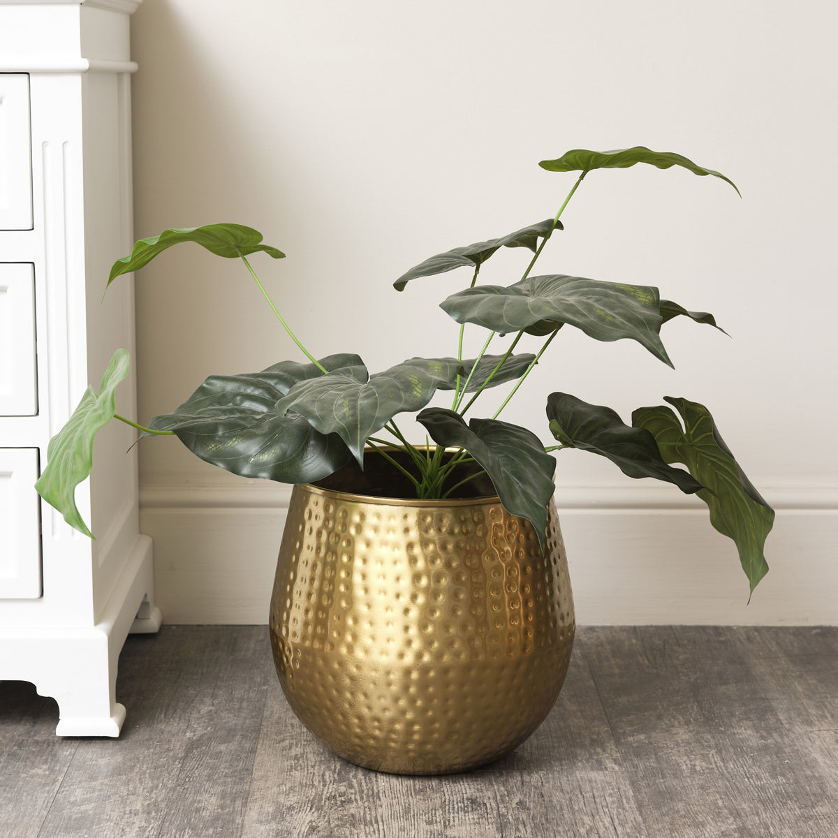 gold plant pot uk Medium Gold Hammered Metal Planter – Melody Maison