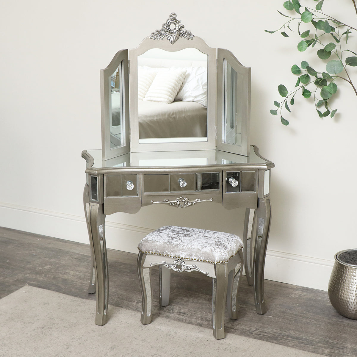 mirrored dressing table with mirror Mirrored Dressing Table Set