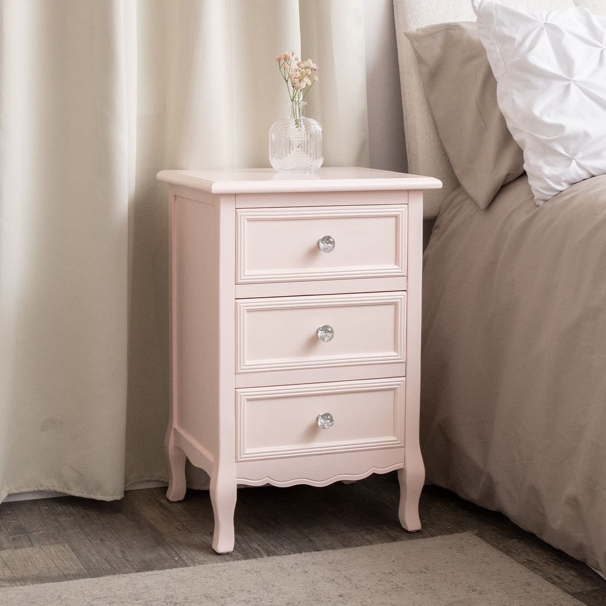 Pink 3 Drawer Bedside Table Sophia Pink Range Melody Maison Ltd — free download