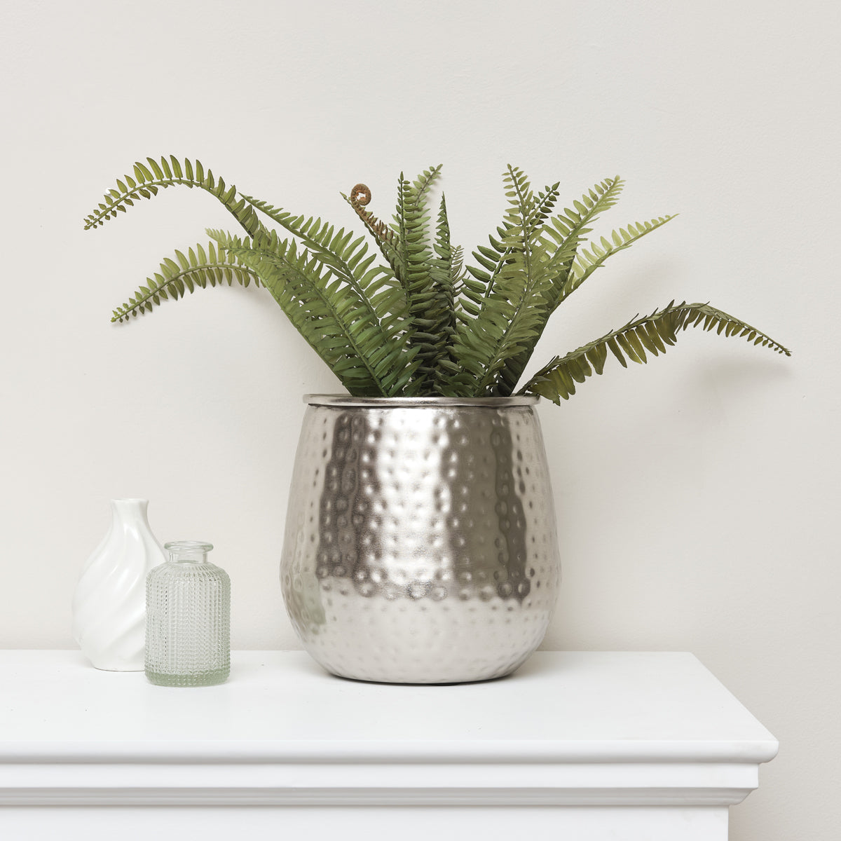 hammered silver plant pot Silver Hammered Metal Planter – Melody Maison
