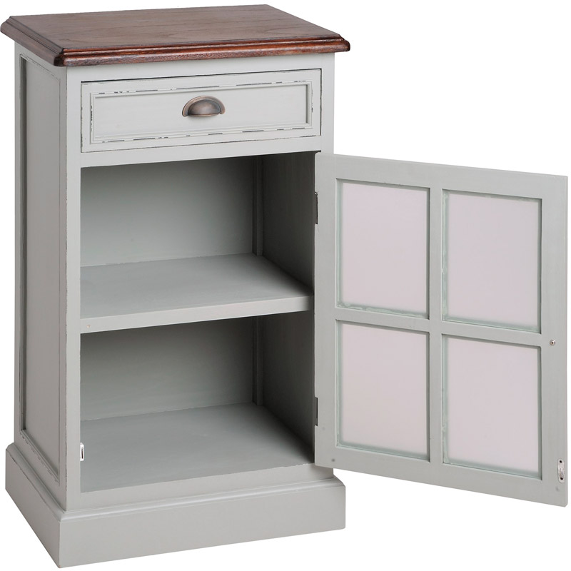 Portsmouth Grey Range Bedside with Frosted Glass Door