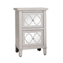 Silver Mirrored Lattice Bedside Table - Sabrina Silver Range