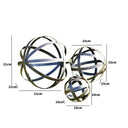 Set Of 3 Black & Gold Decorative Garden Spheres