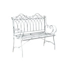 Ornate Distressed Grey Metal Garden Bench 98cm x 114cm