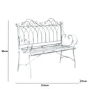 Ornate Distressed Grey Metal Garden Bench 98cm x 114cm