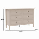 Large 6 Drawer Chest of Drawers - Rowley Taupe Grey Range