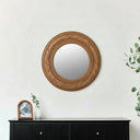 Large Natural Bamboo Round Wall Mirror