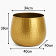 Large Gold Hammered Metal Planter 40cm x 38cm