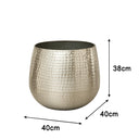 Large Silver Hammered Metal Planter
