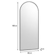 Large Black Arched Wall / Leaner Mirror - 180cm x 80cm