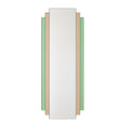 Large Frameless Pink & Green Glass Art Deco Wall Mirror 52cm x 142cm