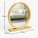 Round Wooden Freestanding Table Top Mirror
