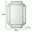 Green Glass Art Deco Rectangle Wall Mirror - 80cm x 50cm