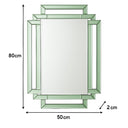 Green Glass Art Deco Rectangle Wall Mirror - 80cm x 50cm