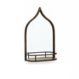 Rustic Metal Arched Mirror With Gold Shelf - 48cm x 30cm