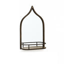 Rustic Metal Arched Mirror With Gold Shelf - 48cm x 30cm
