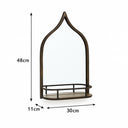 Rustic Metal Arched Mirror With Gold Shelf - 48cm x 30cm