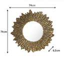 Large Antique Gold Round Sunburst Mirror - 74cm x 74cm