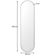 Silver Oval Framed Wall Mirror 140cm x 40cm