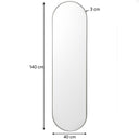 Silver Oval Framed Wall Mirror 140cm x 40cm