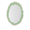 Pink & Green Oval Floral Art Deco Wall Mirror 80cm x 49cm