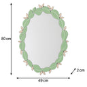 Pink & Green Oval Floral Art Deco Wall Mirror 80cm x 49cm