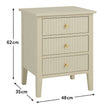 3 Drawer Bedside Table - Hales Taupe Range