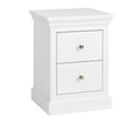 White 2 Drawer Bedside Table - Slimline Haxey White Range