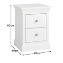 White 2 Drawer Bedside Table - Slimline Haxey White Range