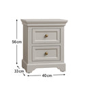 Taupe-Grey Two Drawer Bedside Table - Daventry Taupe-Grey Range
