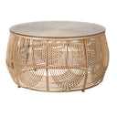 Glass Top Rattan Round Coffee Table