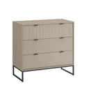 3 Drawer Chest of Drawers and Pair of Bedside Tables - Hesley Taupe Stone Range