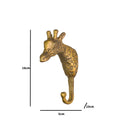 Set of 3 Gold Metal Giraffe Wall Hooks