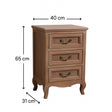 Solid Wood 3 Drawer Bedside Table - Hessian Range