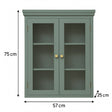 Green Glass Fronted Wall Cabinet 75cm x 57cm