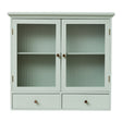 Sage Green Reeded Glass Wall Cabinet with Drawers