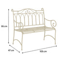 Rustic Cream Vintage Metal Garden Bench