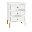 White Three Drawer Bedside Table - Aisby White Range