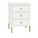 White Three Drawer Bedside Table - Aisby White Range