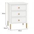 White Three Drawer Bedside Table - Aisby White Range