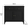 Black Two Door Two Drawer Sideboard - Hales Black Range