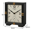 Black & Gold Metal Square Table Top / Mantel Clock 32cm x 26cm